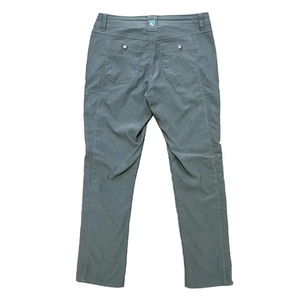 KUHL Legendary Pants in Gray Cinchable cuffs Cargo pockets SZ 6 SHORT